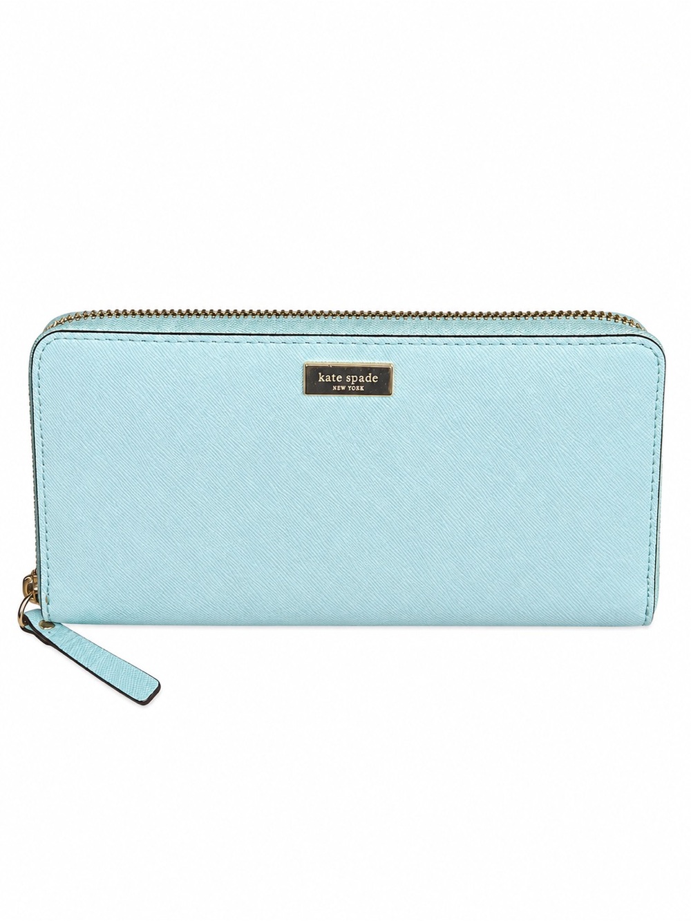 Kate Spade Cedar Street Lacey Fresh Air Aqua Saffiano Leather Zip Wallet